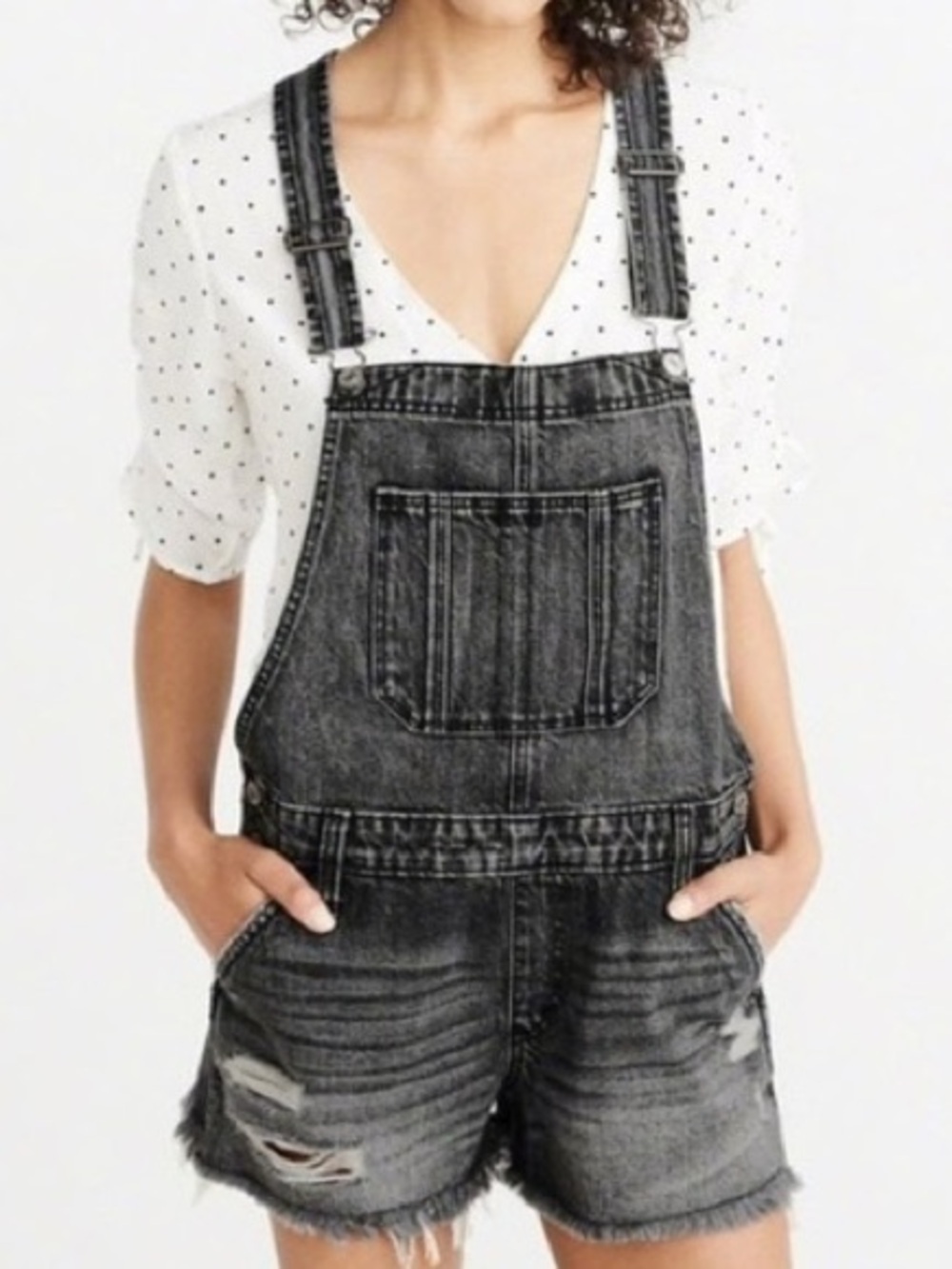 Abercrombie Distressed Denim Overalls